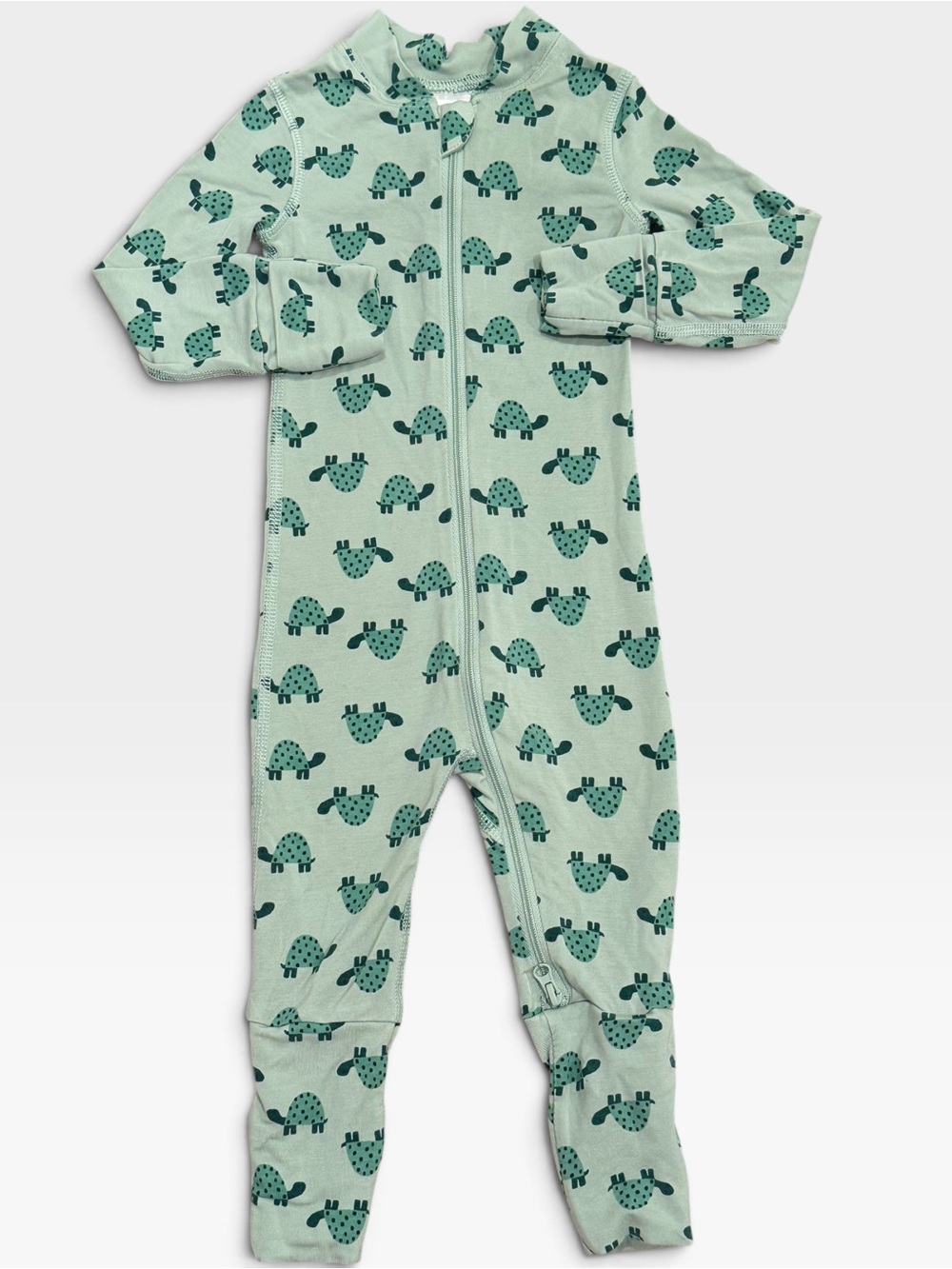Hanna Andersson Turtle Zip Sleeper 3-6M Baby TENCEL Sage Mint Convertible Green